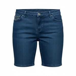 City Streets Womens Studded Denim Bermuda Shorts Dark Wash Blue Size 17 Stretch